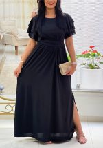 This Plus Size Women Long Sleeve Solid Slit Sexy Dress Made Of Soft And Elastic Fabric. Global Lover Wholesale Plus Size Dresses And Hope Curvy Ladies Find Here a Warm And Exciting Place To Shop Affordable Curvy Dresses Online - Plus Size Casual