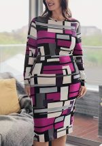 This Plus Size Women Long Sleeve Style Printed Bodycon Dress Made Of Soft And Elastic Fabric. Global Lover Wholesale Plus Size Dresses And Hope Curvy Ladies Find Here a Warm And Exciting Place To Shop Affordable Curvy Dresses Online - Plus Size Casual