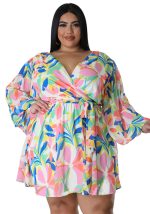 This Plus Size Women Loose Long Sleeve Fashion Chiffon Dress Made Of Soft And Elastic Fabric. Global Lover Wholesale Plus Size Dresses And Hope Curvy Ladies Find Here a Warm And Exciting Place To Shop Affordable Curvy Dresses Online - Plus Size Casual