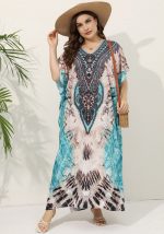 This Plus Size Women Loose v-Neck Loose Short Sleeve Printed Dress Made Of Soft And Elastic Fabric. Global Lover Wholesale Plus Size Dresses And Hope Curvy Ladies Find Here a Warm And Exciting Place To Shop Affordable Curvy Dresses Online - Plus Size Casual