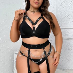 This Plus Size Women Metal Lace-Up Ring Patchwork Sexy Lingerie Made Of Durable And Elastic Material. Women¡¯s Plus Size Wholesale Lingerie At Global Lover Pay More Attention To The Novelty And Uniqueness Of Styles. We Offer Huge Selections Of Sexy Plus Size Lingerie Xl