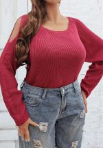 This Plus Size Women Off-Shoulder Basic Round Neck Sweater Made Of Comfortable And Elastic Fabric. It Is Wholesale Sexy Plus Size Tops For Women. With The Gradual Rise Of Feminist Awareness