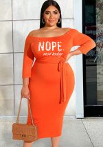 This Plus Size Women Off Shoulder Plain Tie Dress Made Of Soft And Elastic Fabric. Global Lover Wholesale Plus Size Dresses And Hope Curvy Ladies Find Here a Warm And Exciting Place To Shop Affordable Curvy Dresses Online - Plus Size Casual