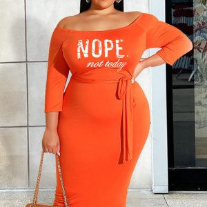 This Plus Size Women Off Shoulder Plain Tie Dress Made Of Soft And Elastic Fabric. Global Lover Wholesale Plus Size Dresses And Hope Curvy Ladies Find Here a Warm And Exciting Place To Shop Affordable Curvy Dresses Online - Plus Size Casual