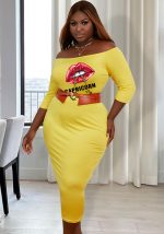 This Plus Size Women Off Shoulder Print Bodycon Midi Dress Made Of Soft And Elastic Fabric. Global Lover Wholesale Plus Size Dresses And Hope Curvy Ladies Find Here a Warm And Exciting Place To Shop Affordable Curvy Dresses Online - Plus Size Casual