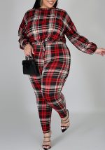 This Plus Size Women Plaid Print Long Sleeve Top And Pant Two-Piece Set Design And Made Of Comfortable And Elastic Fabric. Wholesale Plus Size Two Piece Sets Is a Must-Have Item For Curvy Ladies. Two Piece Sets Can Either Be Worn Together Or Individually