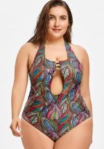 This Plus Size Women Printed Backless One Piece Swimwear Is Made Of Good Quality Lycra And Spandex Fabric