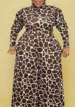 This Plus Size Women Printed Long Sleeve Jumpsuit Design Made Of High Quality Polyster And Spandex Material. It Is Stretchy