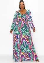 This Plus Size Women Printed Long Sleeve Off Shoulder Casual Dress Made Of Soft And Elastic Fabric. Global Lover Wholesale Plus Size Dresses And Hope Curvy Ladies Find Here a Warm And Exciting Place To Shop Affordable Curvy Dresses Online - Plus Size Casual