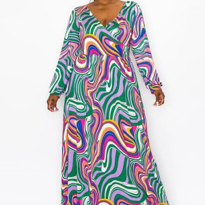 This Plus Size Women Printed Long Sleeve Off Shoulder Casual Dress Made Of Soft And Elastic Fabric. Global Lover Wholesale Plus Size Dresses And Hope Curvy Ladies Find Here a Warm And Exciting Place To Shop Affordable Curvy Dresses Online - Plus Size Casual