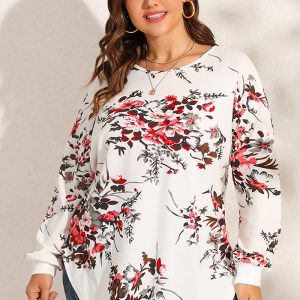 This Plus Size Women Printed Long Sleeve Backside Hollow Out Top Made Of Comfortable And Elastic Fabric. It Is Wholesale Sexy Plus Size Tops For Women. With The Gradual Rise Of Feminist Awareness