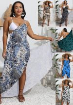 This Plus Size Women Printed One Piece Irregular Shawl Beach Dress Is Made Of Good Quality Lycra And Spandex Fabric