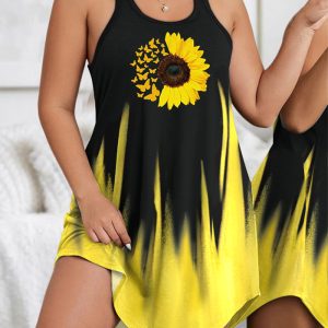 This Plus Size Women Printed Sleeveless Nightdress Made Of Soft And Elastic Fabric. Global Lover Wholesale Plus Size Dresses And Hope Curvy Ladies Find Here a Warm And Exciting Place To Shop Affordable Curvy Dresses Online - Plus Size Casual