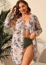 This Plus Size Women Printed Swimwear Three-Piece Is Made Of Good Quality Lycra And Spandex Fabric