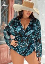 This Plus Size Women Printed Tunic Blouse Sexy Bikini Swimwearthree-Piece Is Made Of Good Quality Lycra And Spandex Fabric