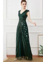 This Plus Size Women Retro Formal Party Sequin Deep v Elegant Evening Dress Design Made Of Good Quality Polyster And Spandex Material