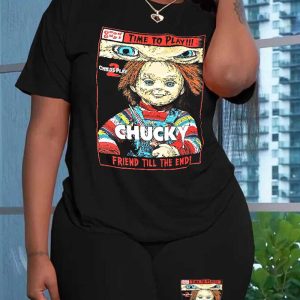 Este Plus Size Mujeres Cuello Redondo Manga Corta Impreso camiseta y pantalones cortos de dos piezas Conjunto de diseño y hecha de tela cómoda y elástica. Venta al por mayor Plus Size Two Piece Sets es un Must-Have artículo para las señoras con curvas. Dos conjuntos de piezas puede ser usado juntos o por separado