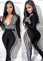 This Plus Size Women Sexy Print Patchwork Jumpsuit Design Made Of High Quality Polyster And Spandex Material. It Is Stretchy