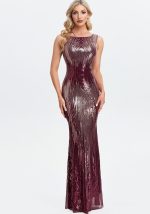 This Plus Size Women Sexy Sequin Round Neck Sleeveless Mermaid Evening Dress Design Made Of Good Quality Polyster And Spandex Material