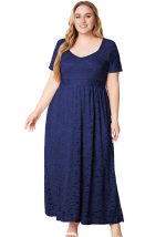 This Plus Size Women Short Sleeve Lace Dress Made Of Soft And Elastic Fabric. Global Lover Wholesale Plus Size Dresses And Hope Curvy Ladies Find Here a Warm And Exciting Place To Shop Affordable Curvy Dresses Online - Plus Size Casual