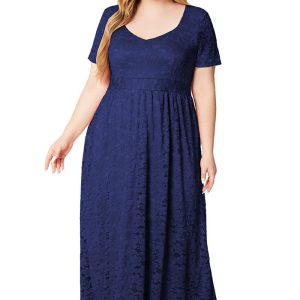 This Plus Size Women Short Sleeve Lace Dress Made Of Soft And Elastic Fabric. Global Lover Wholesale Plus Size Dresses And Hope Curvy Ladies Find Here a Warm And Exciting Place To Shop Affordable Curvy Dresses Online - Plus Size Casual