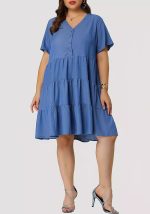 This Plus Size Women Short Sleeve Multi-Layer Dress Made Of Soft And Elastic Fabric. Global Lover Wholesale Plus Size Dresses And Hope Curvy Ladies Find Here a Warm And Exciting Place To Shop Affordable Curvy Dresses Online - Plus Size Casual