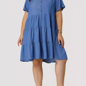 This Plus Size Women Short Sleeve Multi-Layer Dress Made Of Soft And Elastic Fabric. Global Lover Wholesale Plus Size Dresses And Hope Curvy Ladies Find Here a Warm And Exciting Place To Shop Affordable Curvy Dresses Online - Plus Size Casual