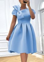 This Plus Size Women Slash Shoulder Bow Dress Design Made Of High Quality Polyster And Spandex Material. It Come With Good Stretch And Wearing Comfortable. Women¡¯s Midi Dresses Is Omnipotent And Suit For All Kinds Of Occasions - Daily Wear