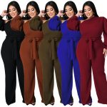 This Plus Size Women Solid Balloon Sleeve Slash Shoulder Belted Jumpsuit Design Made Of High Quality Polyster And Spandex Material. It Is Stretchy