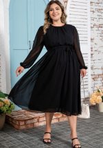 This Plus Size Women Solid Elegant Chiffon Dress Made Of Soft And Elastic Fabric. Global Lover Wholesale Plus Size Dresses And Hope Curvy Ladies Find Here a Warm And Exciting Place To Shop Affordable Curvy Dresses Online - Plus Size Casual