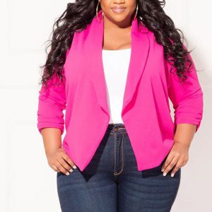 This Plus Size Women Solid Long Sleeve Blazer Made Of Comfortable And Soft Fabric. It Is a Must-Have Item For Curvy Ladies In Autumn And Winter. Global Lover Offer All Kinds Of Women¡¯s Plus Size Coat And Hope Curvy Ladies Find Here a Warm And Exciting Place To Shop - Wholesale Plus Size Jackets