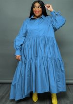 This Plus Size Women Solid Long Sleeve Lace-Up Dress Made Of Soft And Elastic Fabric. Global Lover Wholesale Plus Size Dresses And Hope Curvy Ladies Find Here a Warm And Exciting Place To Shop Affordable Curvy Dresses Online - Plus Size Casual