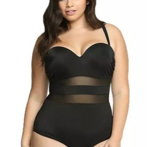 This Plus Size Women Solid Mesh Patchwork Underwire Backless One-Piece Swimwear Is Made Of Good Quality Lycra And Spandex Fabric