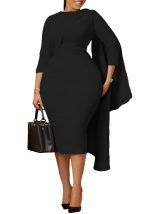 This Plus Size Women Solid Patchwork Bodycon Dress Made Of Soft And Elastic Fabric. Global Lover Wholesale Plus Size Dresses And Hope Curvy Ladies Find Here a Warm And Exciting Place To Shop Affordable Curvy Dresses Online - Plus Size Casual