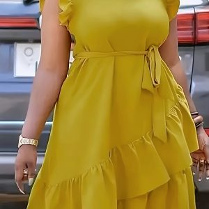 This Plus Size Women Solid Pleated Casual Dress Made Of Soft And Elastic Fabric. Global Lover Wholesale Plus Size Dresses And Hope Curvy Ladies Find Here a Warm And Exciting Place To Shop Affordable Curvy Dresses Online - Plus Size Casual