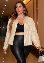 This Plus Size Women Solid Sequin Round Neck Long Sleeve Jacket Made Of Comfortable And Soft Fabric. It Is a Must-Have Item For Curvy Ladies In Autumn And Winter. Global Lover Offer All Kinds Of Women¡¯s Plus Size Coat And Hope Curvy Ladies Find Here a Warm And Exciting Place To Shop - Wholesale Plus Size Jackets