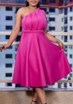 This Plus Size Women Solid Sexy Pleated Formal Party Dress Design Made Of Good Quality Polyster And Spandex Material