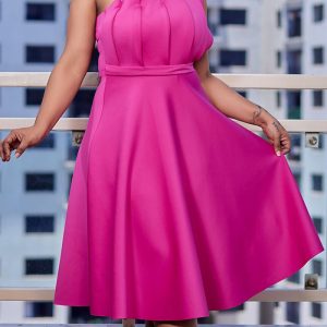 This Plus Size Women Solid Sexy Pleated Formal Party Dress Design Made Of Good Quality Polyster And Spandex Material