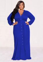 This Plus Size Women Solid Tie Long Sleeve Shirt Dress Made Of Soft And Elastic Fabric. Global Lover Wholesale Plus Size Dresses And Hope Curvy Ladies Find Here a Warm And Exciting Place To Shop Affordable Curvy Dresses Online - Plus Size Casual