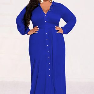 This Plus Size Women Solid Tie Long Sleeve Shirt Dress Made Of Soft And Elastic Fabric. Global Lover Wholesale Plus Size Dresses And Hope Curvy Ladies Find Here a Warm And Exciting Place To Shop Affordable Curvy Dresses Online - Plus Size Casual