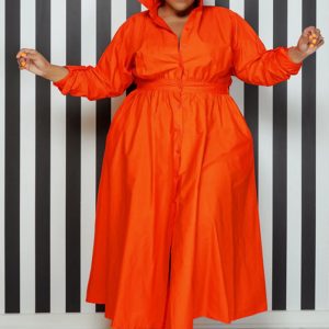 This Plus Size Women Solid Turndown Collar Long Sleeve Shirt Dress Made Of Soft And Elastic Fabric. Global Lover Wholesale Plus Size Dresses And Hope Curvy Ladies Find Here a Warm And Exciting Place To Shop Affordable Curvy Dresses Online - Plus Size Casual