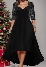 This Plus Size Women Solid v Neck Long Sleeve Sequins Maxi Dress Made Of Soft And Elastic Fabric. Global Lover Wholesale Plus Size Dresses And Hope Curvy Ladies Find Here a Warm And Exciting Place To Shop Affordable Curvy Dresses Online - Plus Size Casual