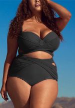 This Plus Size Women Solid Mesh Two Pieces Swimwear Is Made Of Good Quality Lycra And Spandex Fabric