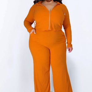 This Plus Size Women Stretch Ribbed Three-Piece Design And Made Of Comfortable And Elastic Fabric. Wholesale Plus Size Two Piece Sets Is a Must-Have Item For Curvy Ladies. Two Piece Sets Can Either Be Worn Together Or Individually