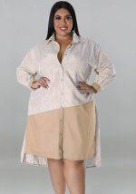 This Plus Size Women Striped Color Blocking Long Sleeve Shirt Made Of Soft And Elastic Fabric. Global Lover Wholesale Plus Size Dresses And Hope Curvy Ladies Find Here a Warm And Exciting Place To Shop Affordable Curvy Dresses Online - Plus Size Casual