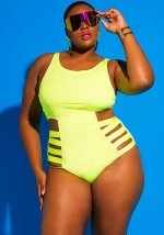 This Plus Size Women Striped Graffiti Bikini One-Piece Swimwear Is Made Of Good Quality Lycra And Spandex Fabric