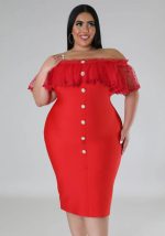 This Plus Size Women Summer Off Shoulder Ruffles Dress Made Of Soft And Elastic Fabric. Global Lover Wholesale Plus Size Dresses And Hope Curvy Ladies Find Here a Warm And Exciting Place To Shop Affordable Curvy Dresses Online - Plus Size Casual