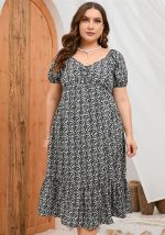 This Plus Size Women Summer Print Short Sleeve Ruffle Dress Made Of Soft And Elastic Fabric. Global Lover Wholesale Plus Size Dresses And Hope Curvy Ladies Find Here a Warm And Exciting Place To Shop Affordable Curvy Dresses Online - Plus Size Casual