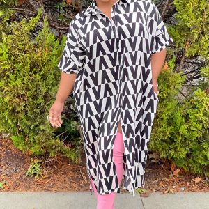 This Plus Size Women Summer Printed Loose Shirt Dress Made Of Soft And Elastic Fabric. Global Lover Wholesale Plus Size Dresses And Hope Curvy Ladies Find Here a Warm And Exciting Place To Shop Affordable Curvy Dresses Online - Plus Size Casual