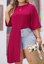 Este Plus Size Women Summer Round Neck Loose t-Shirt Top Hecho De Tela Cómoda Y Elástica. Es al por mayor sexy Plus Size Tops para las mujeres. Con el aumento gradual de la conciencia feminista